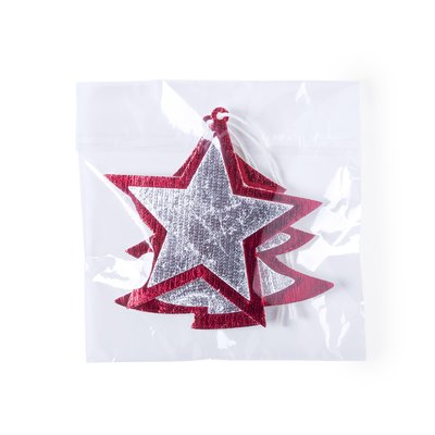 Set de 2 adornos de navidad en non-woven con forma de árbol y estrella