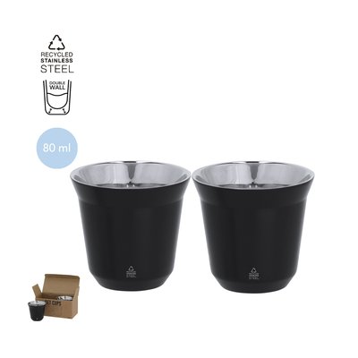Set 2 vasos 80ml acero reciclado y doble pared