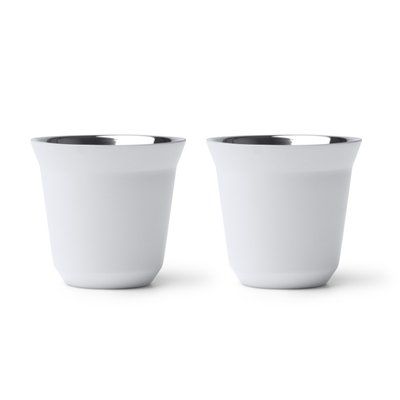 Set de 2 vasos de acero inox mate 80 ml Blanco Talla Única Adulto