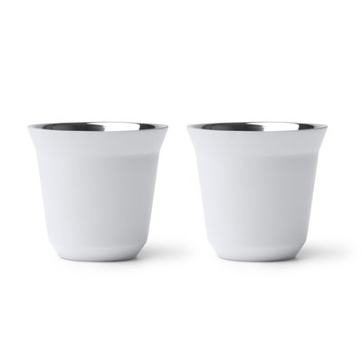 Set de 2 vasos de acero inox mate 80 ml Blanco