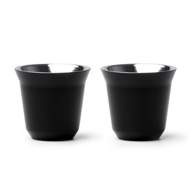 Set de 2 vasos de acero inox mate 80 ml Negro