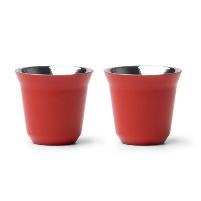 Set de 2 vasos de acero inox mate 80 ml Rojo Talla Única Adulto