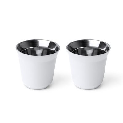 Set de 2 vasos de acero inox mate 80 ml