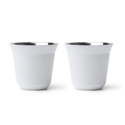 Set de 2 vasos de acero inox mate 80 ml