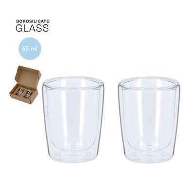Set de 2 vasos de cristal doble pared 65 ml