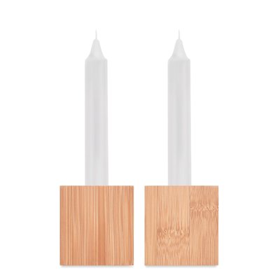 Set de 2 Velas con soporte bambú