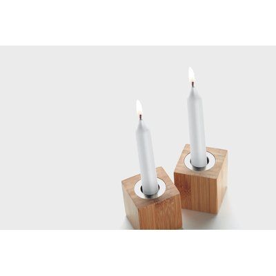 Set de 2 Velas con soporte bambú