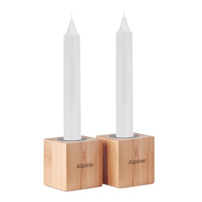 Set de 2 Velas con soporte bambú