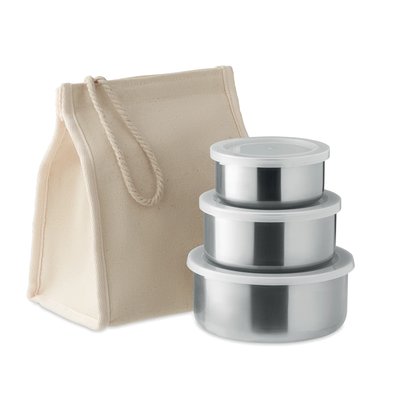Set Fiambreras Inox 3 tamaños Beige