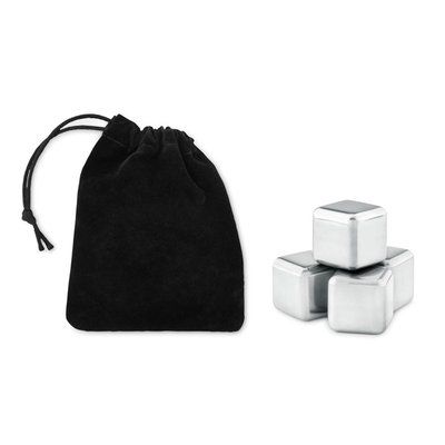 Set 4 cubitos de hielo reutilizables con funda Negro