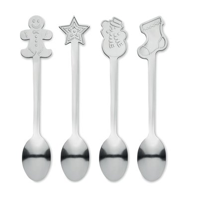 Set 4 Cucharas Té Navideñas