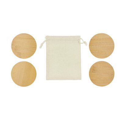 Set de 4 posavasos de bambú en bolsita Natu