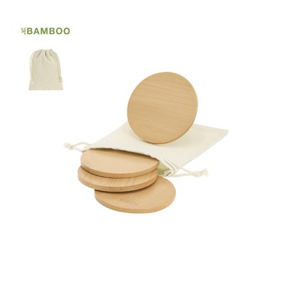 Set de 4 posavasos de bambú en bolsita