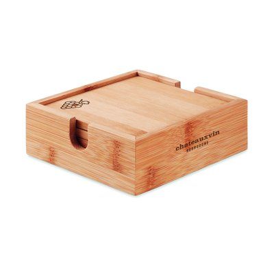 Set 4 Posavasos Bambú con Caja