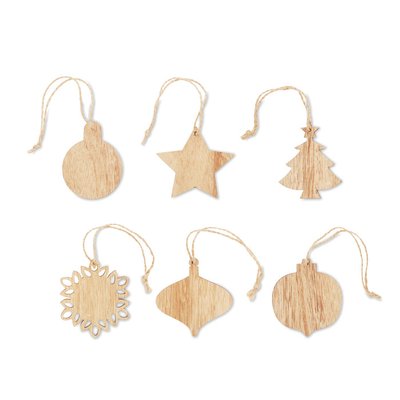Set 6 Adornos Navideños de Haya Madera