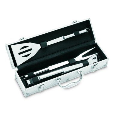 Set de barbacoa con 3 piezas en acero inox. y estuche de aluminio