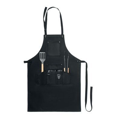 Set Barbacoa con Delantal Negro