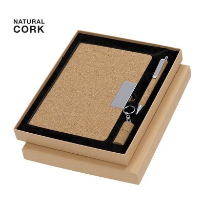 Set bloc notas bolígrafo y usb corcho