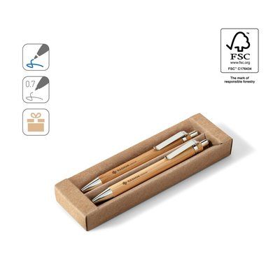 Set de bolígrafo y portaminas de bambú