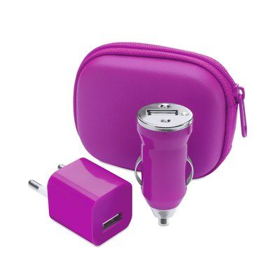 Set de varios cargadores USB de 1000 mA Fucsi