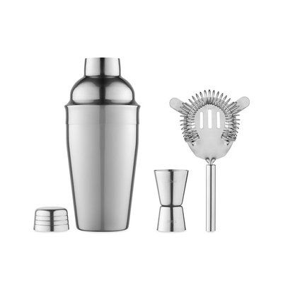 Set de coctel 500ml con medidor y colador Plata Brillo