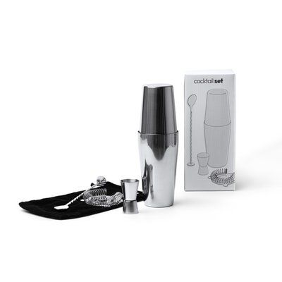 Set de cóctel con vaso medidor y coctelera