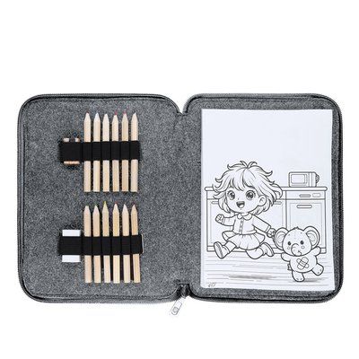 Set para colorear en estuche fieltro Gri