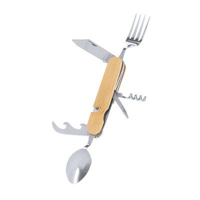Set cubiertos acero y bambú