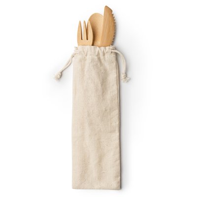 Set de cubiertos de bambú con funda