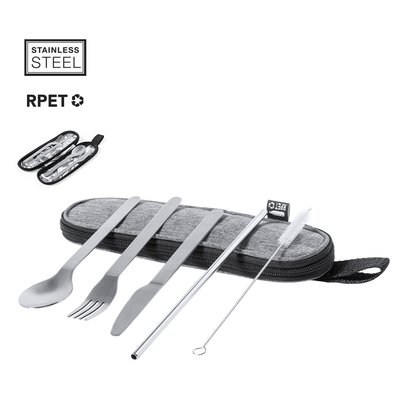 Set Cubiertos Inox Reutilizables en funda RPET