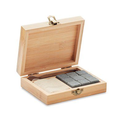 Set Cubitos Hielo de Piedra con Pinzas Madera