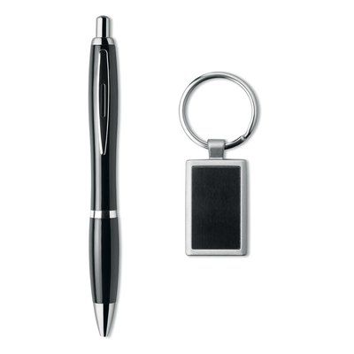 Set de bolígrafo y llavero Negro