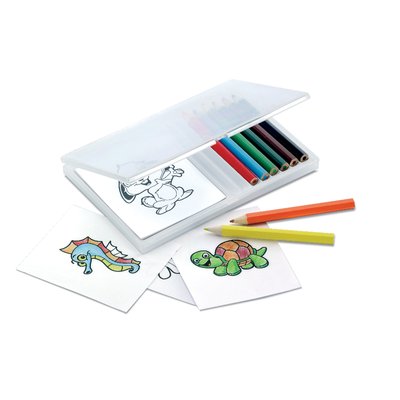 Set de lápices de colores con láminas de dibujos de animales