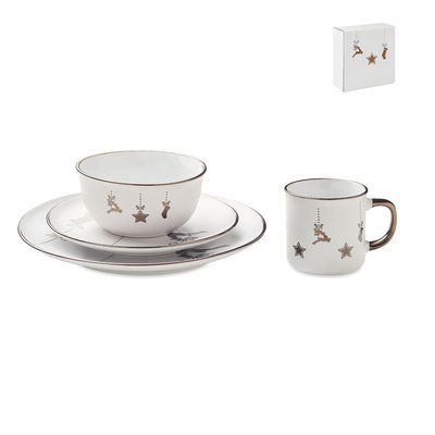Set Desayuno Navideño de Cerámica 4pzs Blanco