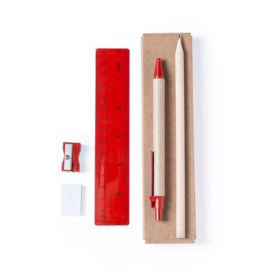Set ecológico de escritura de 5 piezas con estuche Roj