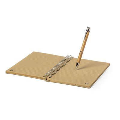 Set ecológico de libreta y bolígrafo de bambú 22,5x21,5 cm