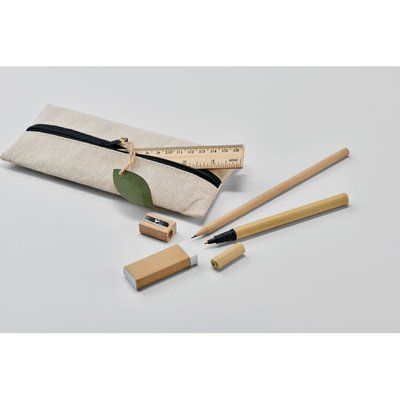 Set de escritura en bolsa de yute