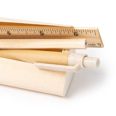 Set de escritura en estuche de madera natural