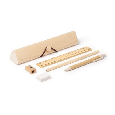Set de escritura en estuche de madera natural