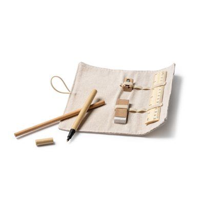 Set de escritura con estuche de yute y algodón