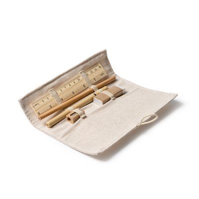 Set de escritura con estuche de yute y algodón
