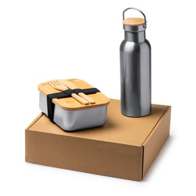 Set fiambrera con cubiertos y botella