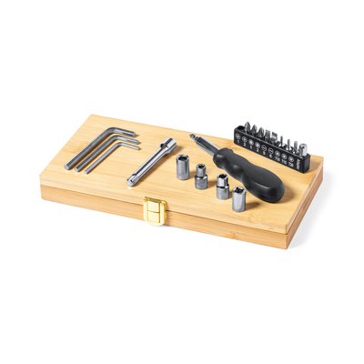 Set Herramientas 19 Accesorios en Estuche de Bambú