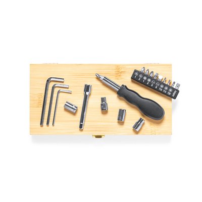 Set Herramientas 19 Accesorios en Estuche de Bambú