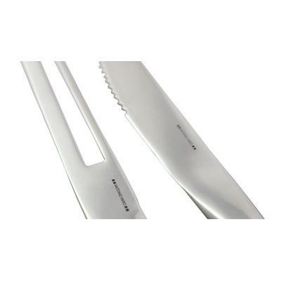 Set Inox Cuchillo Sierra y Trinchador de Cocina