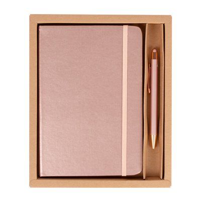 Set de libreta y bolígrafo color rosa