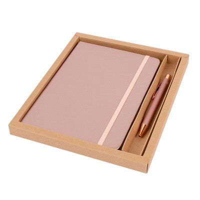 Set de libreta y bolígrafo color rosa