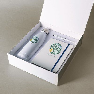 Set de libreta con lapiz infinito y botella sublimable Azul