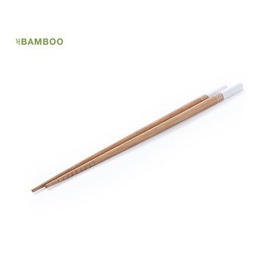 Set de palillos ecológicos de bambú con funda de cartón