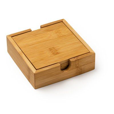 Set de posavasos de bambú con caja Crudo